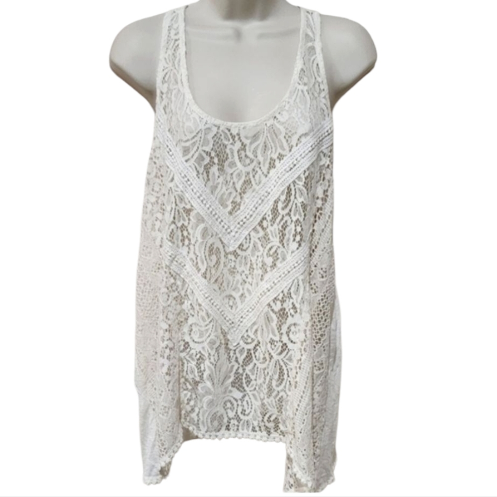 Elegant Lace White Tank Top